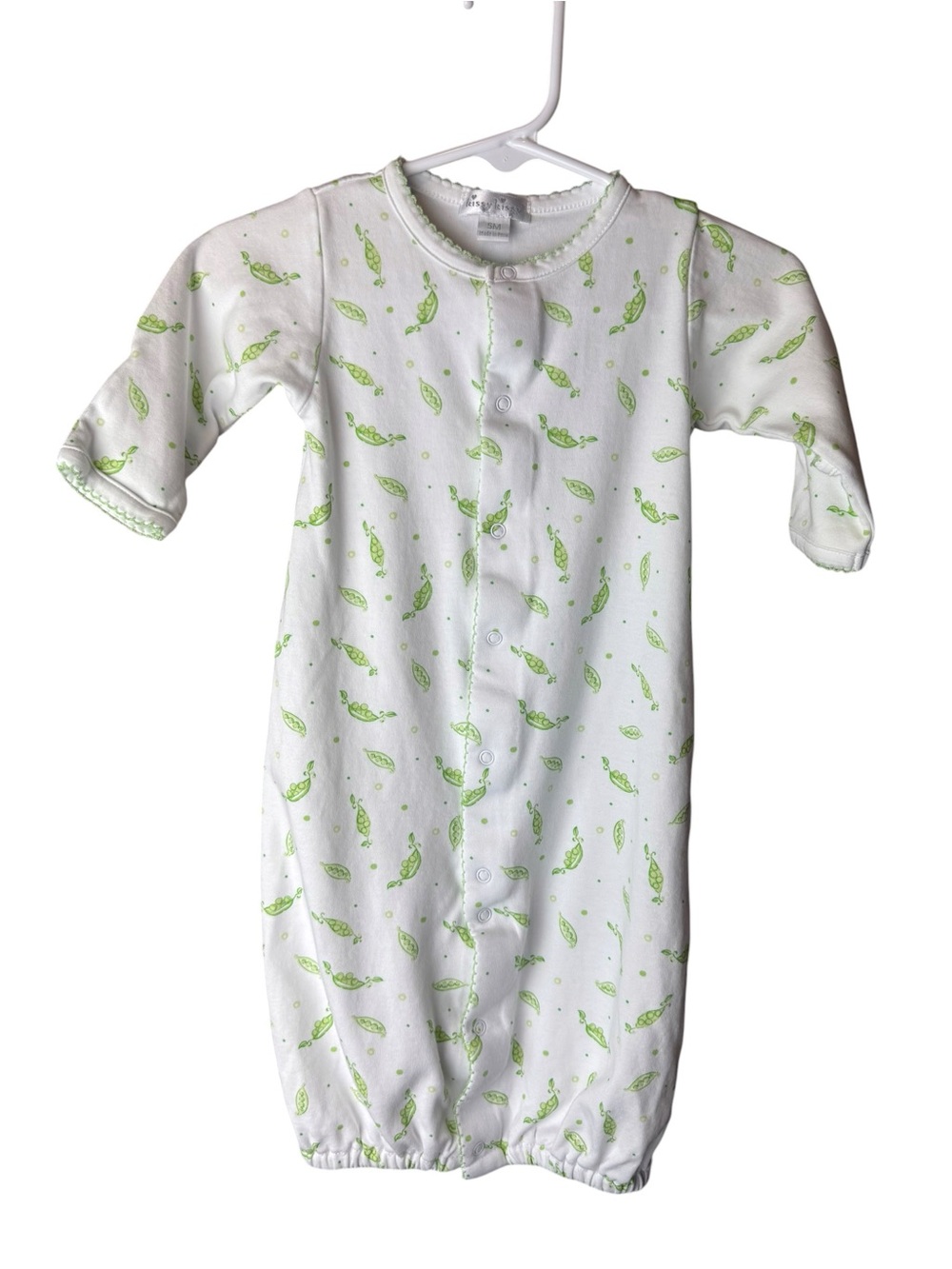 Kissy Kissy White Green Pea in a Pod SM Convertible Sleep Gown